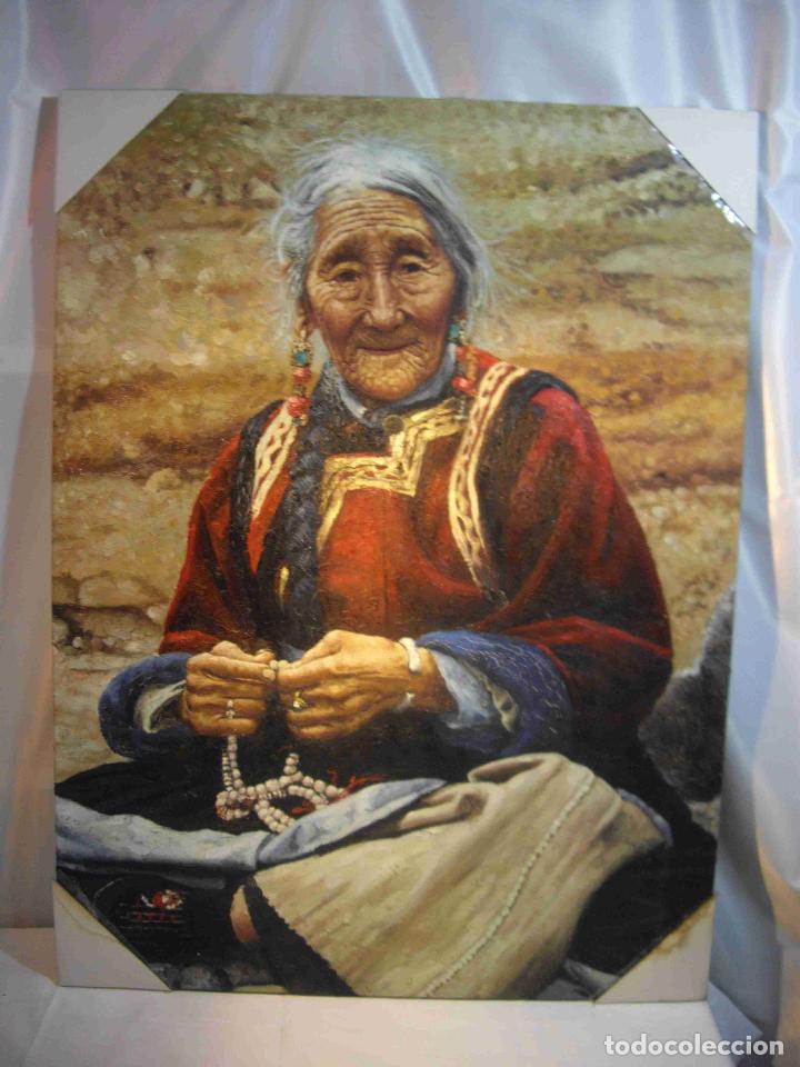Otros objetos de arte: OLEO ANCIANA TIBETANA - Foto 1
