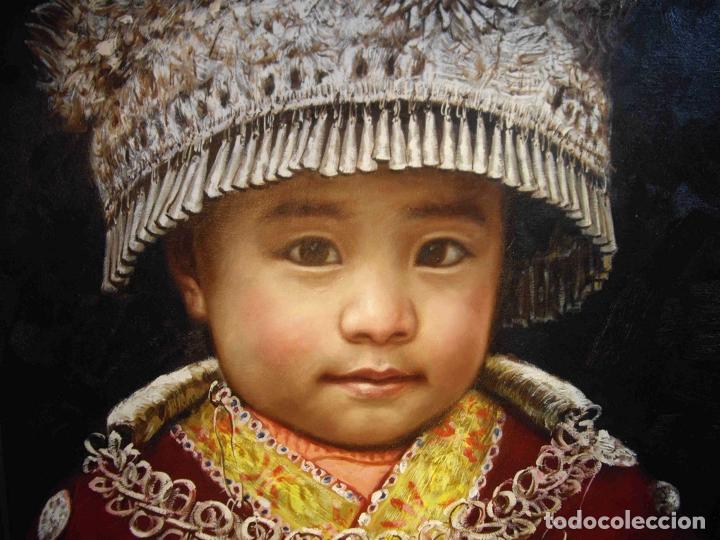 Otros objetos de arte: OLEO NI&Ntilde;A MOGOL - Foto 2