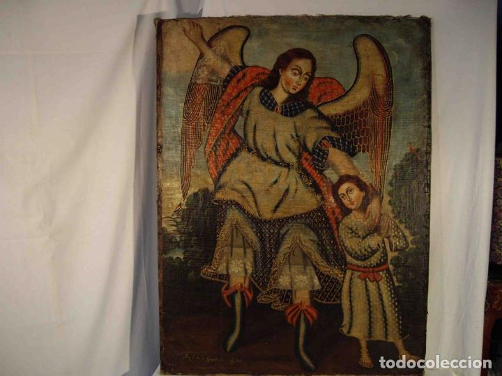 Otros objetos de arte: OLEO ANGEL DE LA GUARDA S XVII - Foto 1
