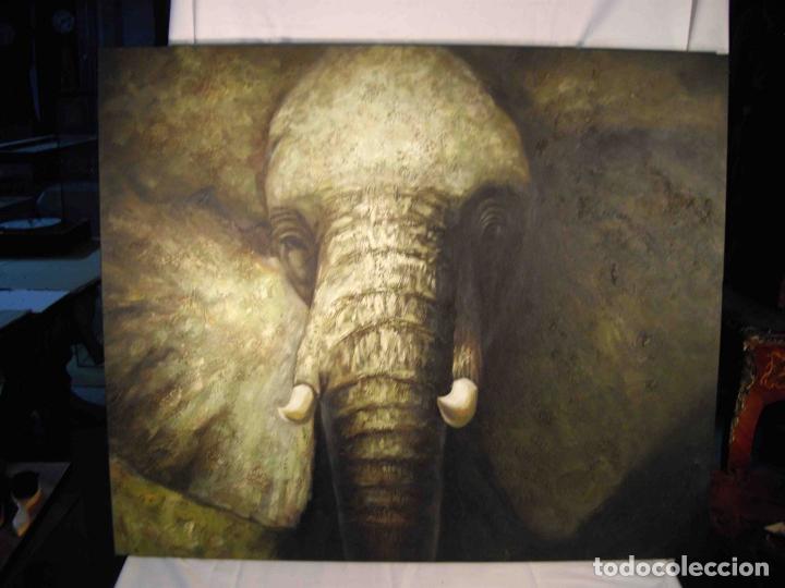 Otros objetos de arte: OLEO SOBRE LIENZO CABEZA ELEFANTE - Foto 1
