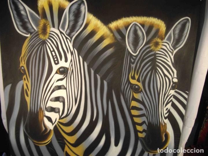 Otros objetos de arte: OLEO SOBRE LIENZO CEBRAS - Foto 2