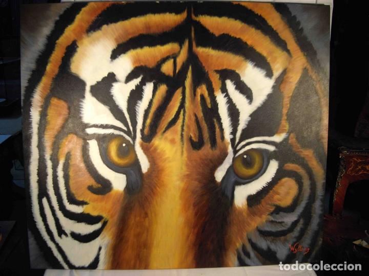 Otros objetos de arte: OLEO SOBRE LIENZO CABEZA TIGRE - Foto 1