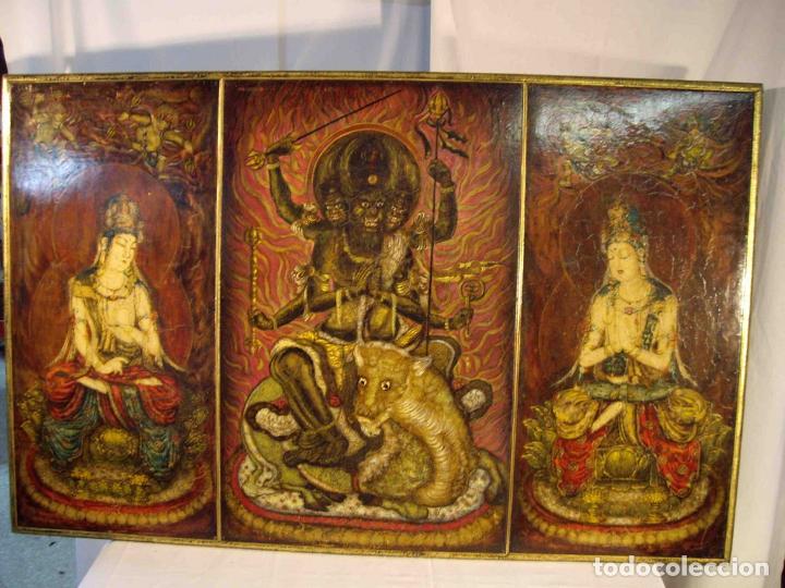 Otros objetos de arte: CUADRO TRIPTICO INDU - Foto 2