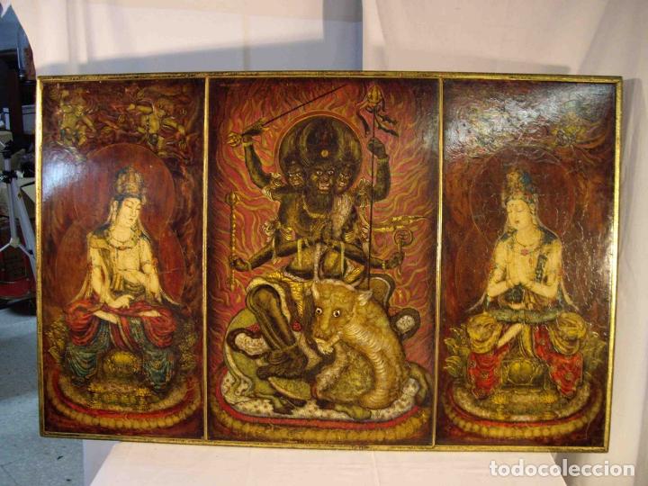 Otros objetos de arte: CUADRO TRIPTICO INDU - Foto 3