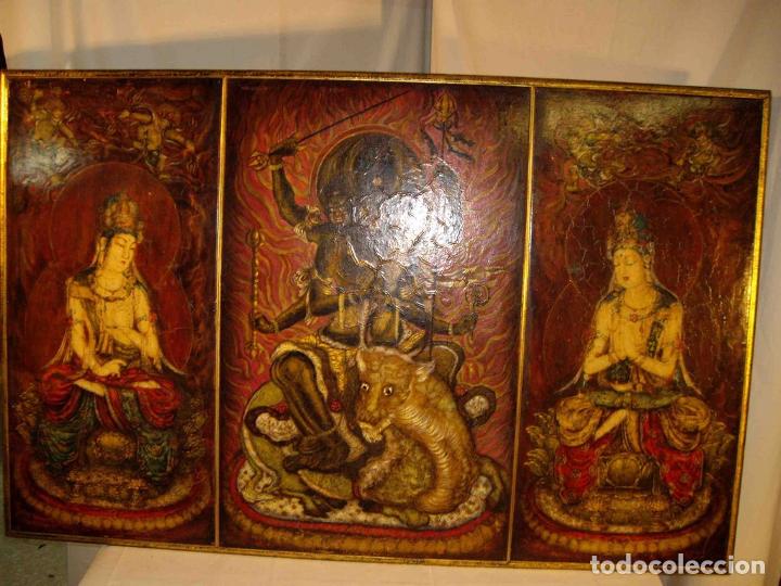 Otros objetos de arte: CUADRO TRIPTICO INDU - Foto 1