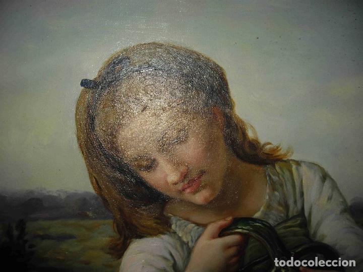 Otros objetos de arte: OLEO NI&Ntilde;A BEBIENDO - Foto 5