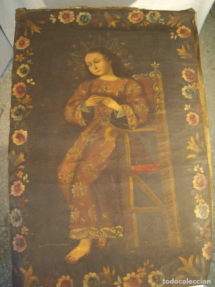 Otros objetos de arte: OLEO LIENZO VIRGEN CUZQUE&Ntilde;A N&ordm; 3 - Foto 2