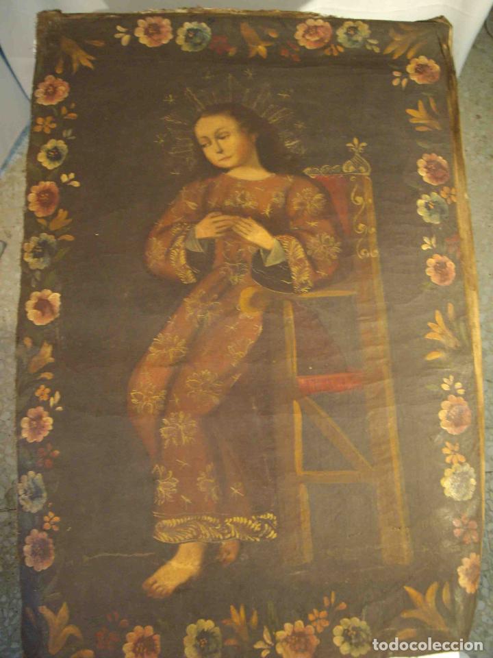 Otros objetos de arte: OLEO LIENZO VIRGEN CUZQUE&Ntilde;A N&ordm; 3 - Foto 1
