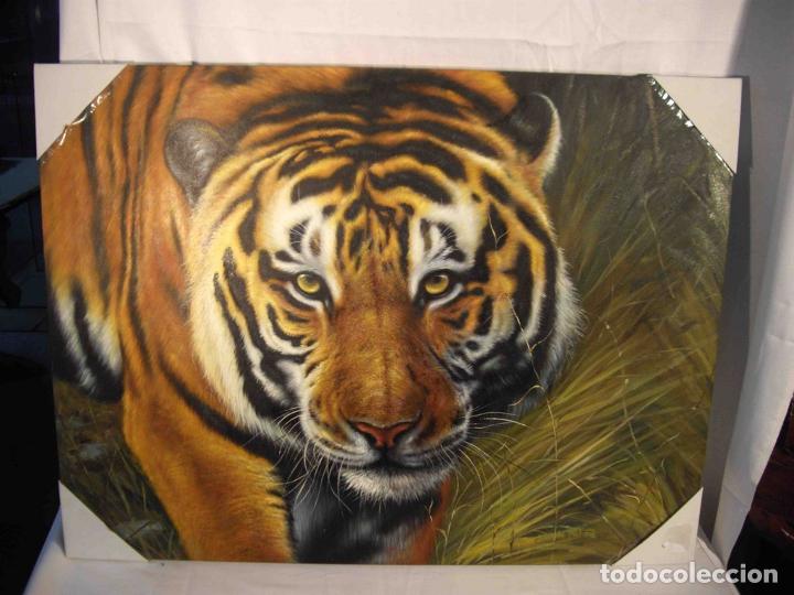 Otros objetos de arte: OLEO SOBRE LIENZO TIGRE - Foto 1