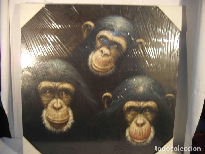 Otros objetos de arte: OLEO SOBRE LIENZO 3 CHIMPANCES - Foto 1