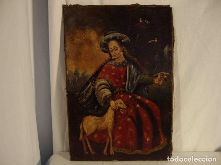 Otros objetos de arte: OLEO PASTORA CUZQUE&Ntilde;A - Foto 1