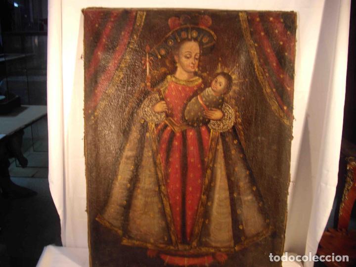 Otros objetos de arte: OLEO SOBRE LIENZO VIRGEN CON NI&Ntilde;O - Foto 1
