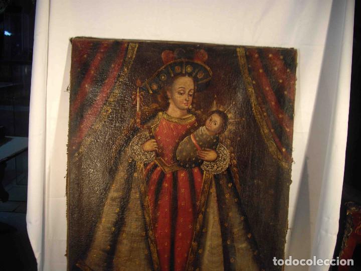 Otros objetos de arte: OLEO SOBRE LIENZO VIRGEN CON NI&Ntilde;O - Foto 2