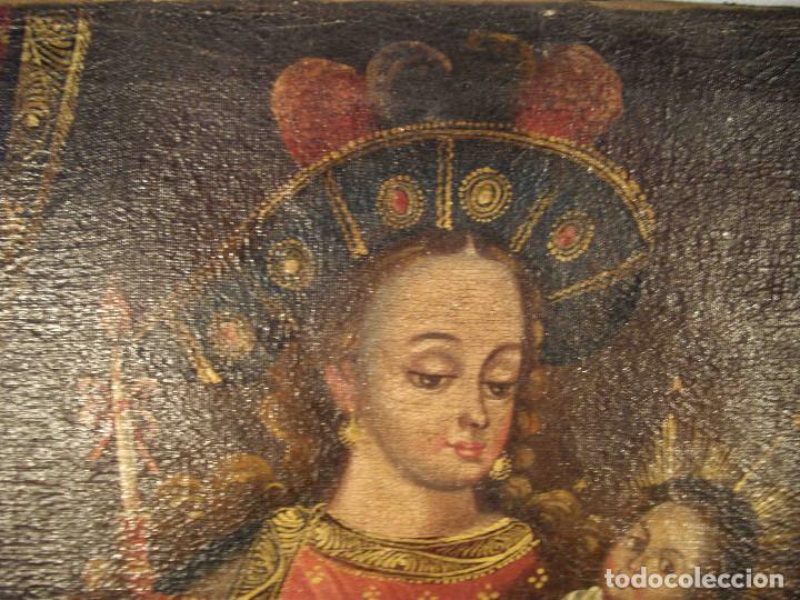 Otros objetos de arte: OLEO SOBRE LIENZO VIRGEN CON NI&Ntilde;O - Foto 3