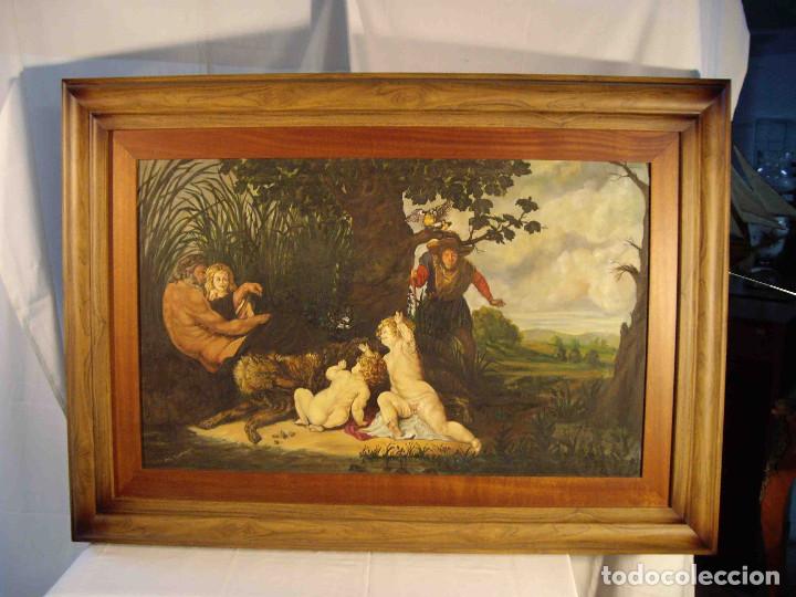 Otros objetos de arte: CUADRO LOBA VIGILANDO NI&Ntilde;OS - Foto 1