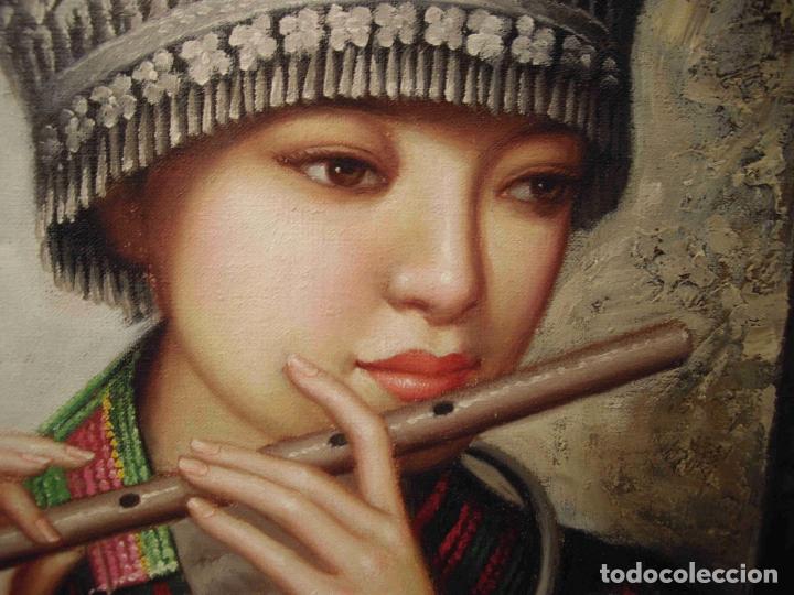 Otros objetos de arte: OLEO PRINCESA ORIENTE FLAUTA HORIZ - Foto 3