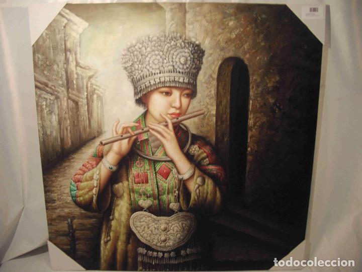 Otros objetos de arte: OLEO PRINCESA ORIENTE FLAUTA HORIZ - Foto 1