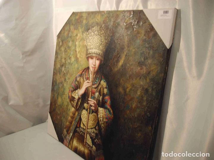 Otros objetos de arte: LIENZO OLEO PRINCESA ORIENTE FLAUTA - Foto 2