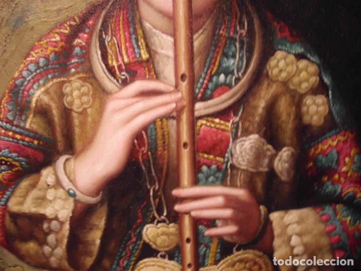 Otros objetos de arte: LIENZO OLEO PRINCESA ORIENTE FLAUTA - Foto 4