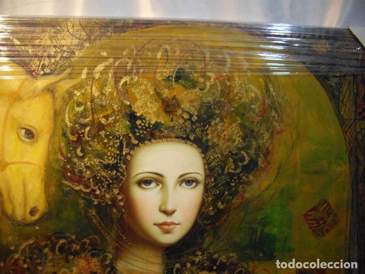 Otros objetos de arte: OLEO BUSTO PRINCESA Y CORCEL - Foto 3