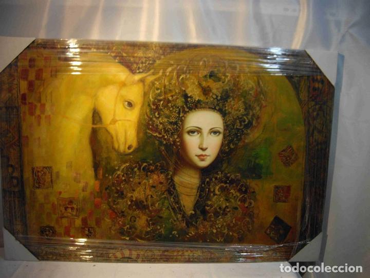 Otros objetos de arte: OLEO BUSTO PRINCESA Y CORCEL - Foto 1