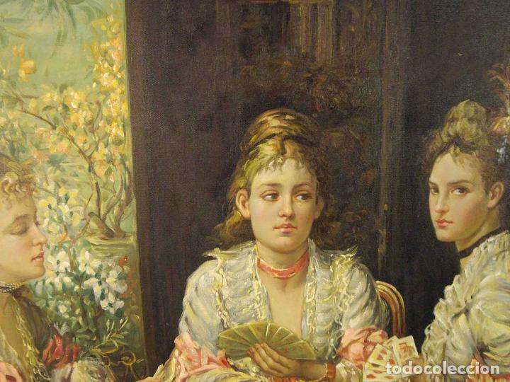 Otros objetos de arte: OLEO TRES DAMAS JUGANDO CARTAS - Foto 3
