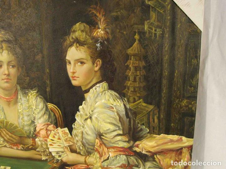 Otros objetos de arte: OLEO TRES DAMAS JUGANDO CARTAS - Foto 4