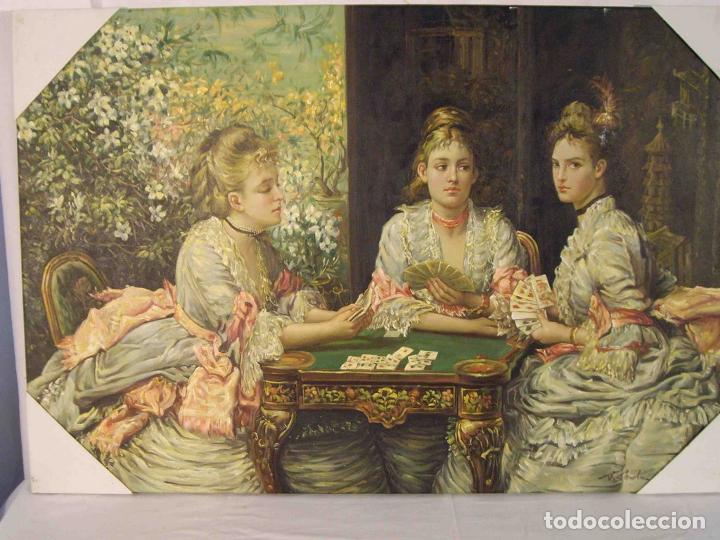 Otros objetos de arte: OLEO TRES DAMAS JUGANDO CARTAS - Foto 1