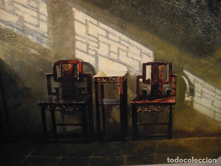 Otros objetos de arte: OLEO SOBRE LIENZO SALON CHINO - Foto 3
