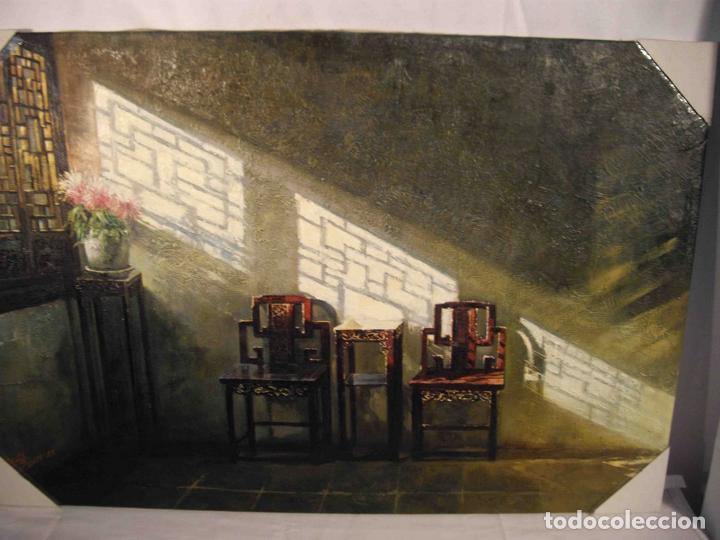 Otros objetos de arte: OLEO SOBRE LIENZO SALON CHINO - Foto 7