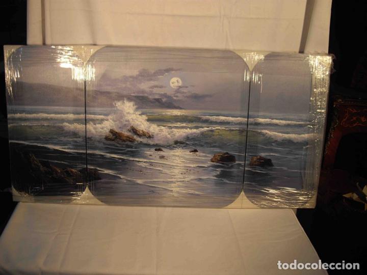 Otros objetos de arte: OLEO SOBRE LIENZO TRIPTICO MARINA - Foto 1