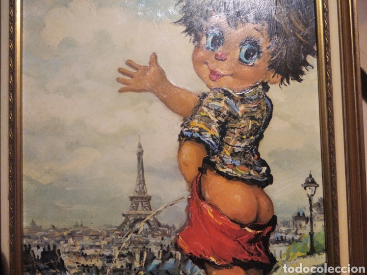Otros objetos de arte: Cuadro ni&ntilde;o meando en Par&iacute;s - Foto 3