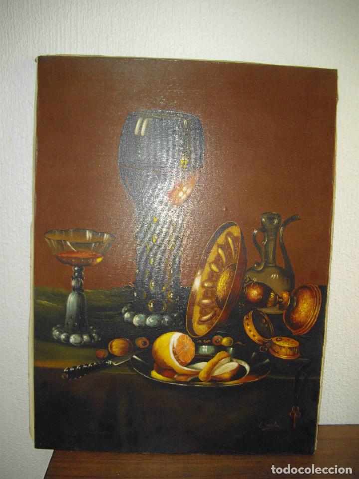 Otros objetos de arte: OLEO BODEGON COPAS Y NARANJAS JARRON - Foto 1