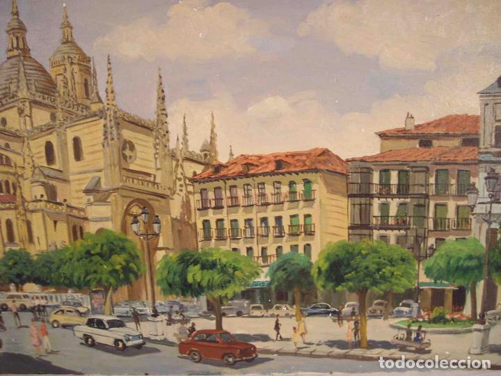 Otros objetos de arte: OLEO PLAZA MAYOR SEGOVIA - Foto 3