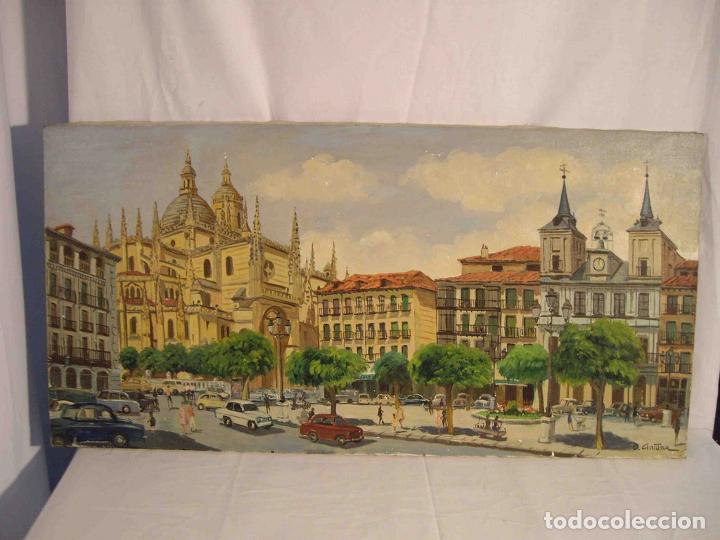 Otros objetos de arte: OLEO PLAZA MAYOR SEGOVIA - Foto 1