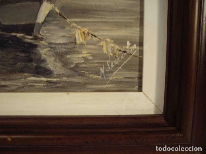 Otros objetos de arte: CUADRO OLEO PESQUEROS EN PUERTO - Foto 3