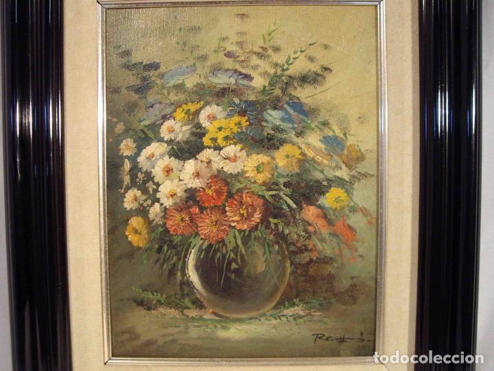 Otros objetos de arte: CUADRO BODEGON FLORES JARRON CRISTAL - Foto 2