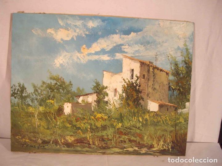 Otros objetos de arte: OLEO CASA EN EL PRADO - Foto 1