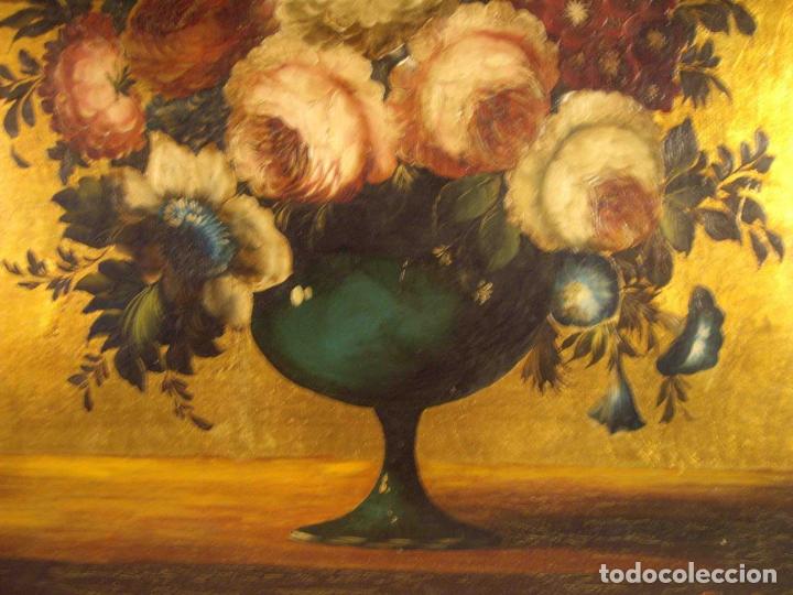 Otros objetos de arte: OLEO BODEGON JARRON CON FLORES TABLA - Foto 4