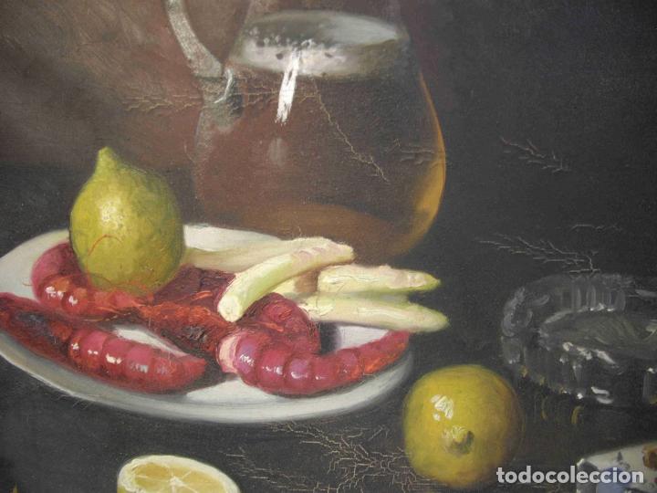 Otros objetos de arte: OLEO BODEGON LANGOSTINOS - Foto 3