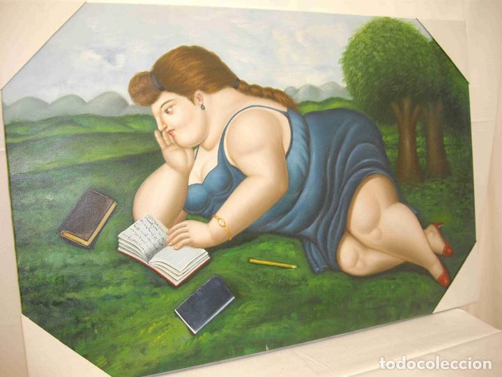 Otros objetos de arte: OLEO MUJER LEYENDO - Foto 1