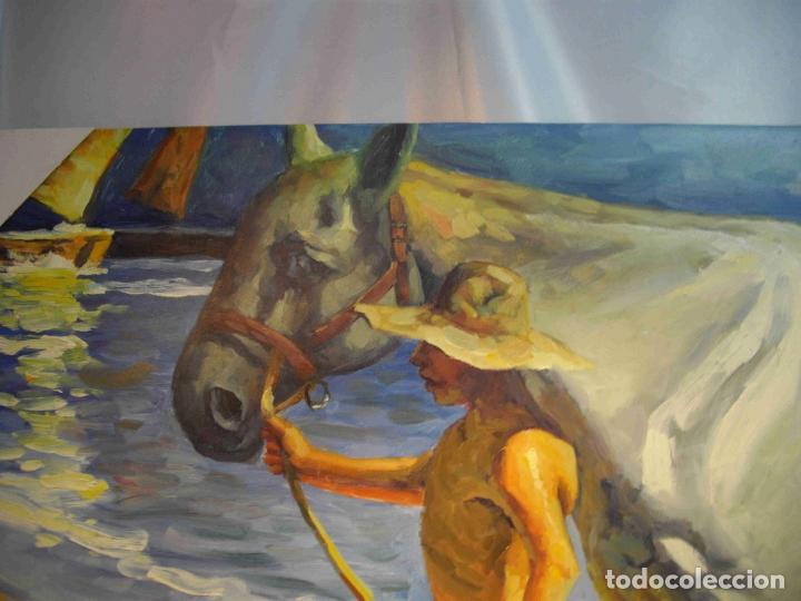 Otros objetos de arte: OLEO CABALLO EN LA PLAYA - Foto 2