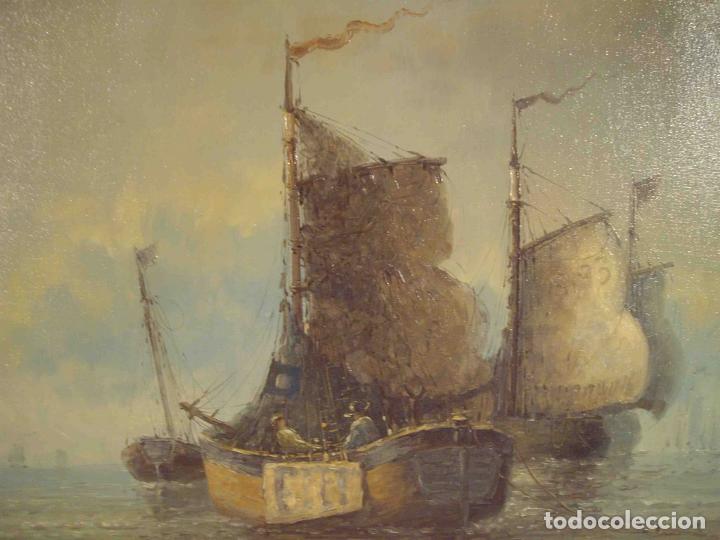 Otros objetos de arte: OLEO BARCAZAS - Foto 3