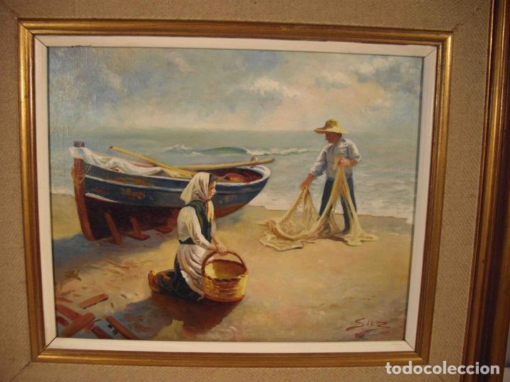 Otros objetos de arte: OLEO SOBRE LIENZO PESCADOR - Foto 2