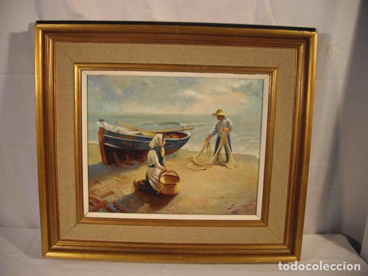 Otros objetos de arte: OLEO SOBRE LIENZO PESCADOR - Foto 1