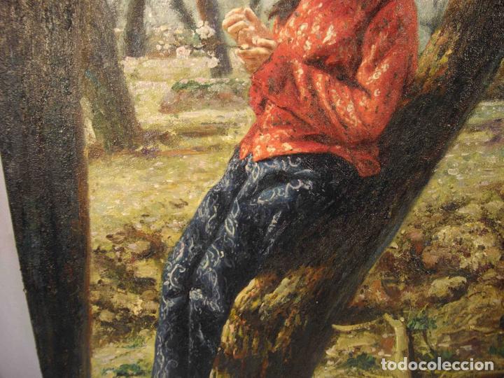 Otros objetos de arte: OLEO SOBRE LIENZO CHICA EN EL BOSQUE - Foto 2