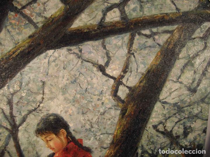 Otros objetos de arte: OLEO SOBRE LIENZO CHICA EN EL BOSQUE - Foto 3