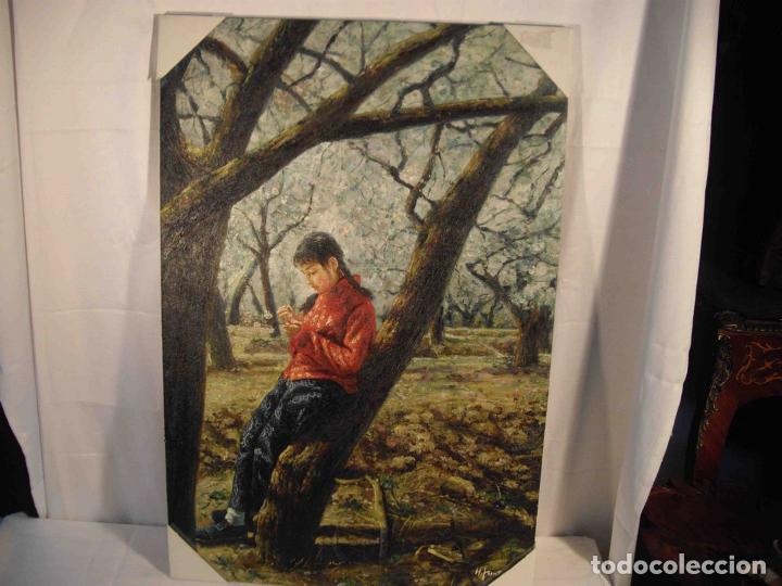 Otros objetos de arte: OLEO SOBRE LIENZO CHICA EN EL BOSQUE - Foto 1
