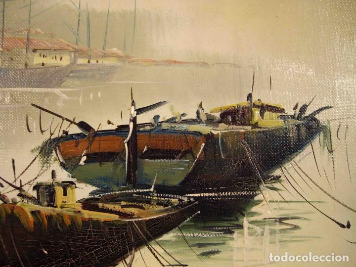 Otros objetos de arte: OLEO MARINA BARCAZAS - Foto 3