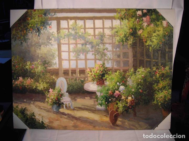 Otros objetos de arte: OLEO SOBRE LIENZO TERRAZA FLORES - Foto 1